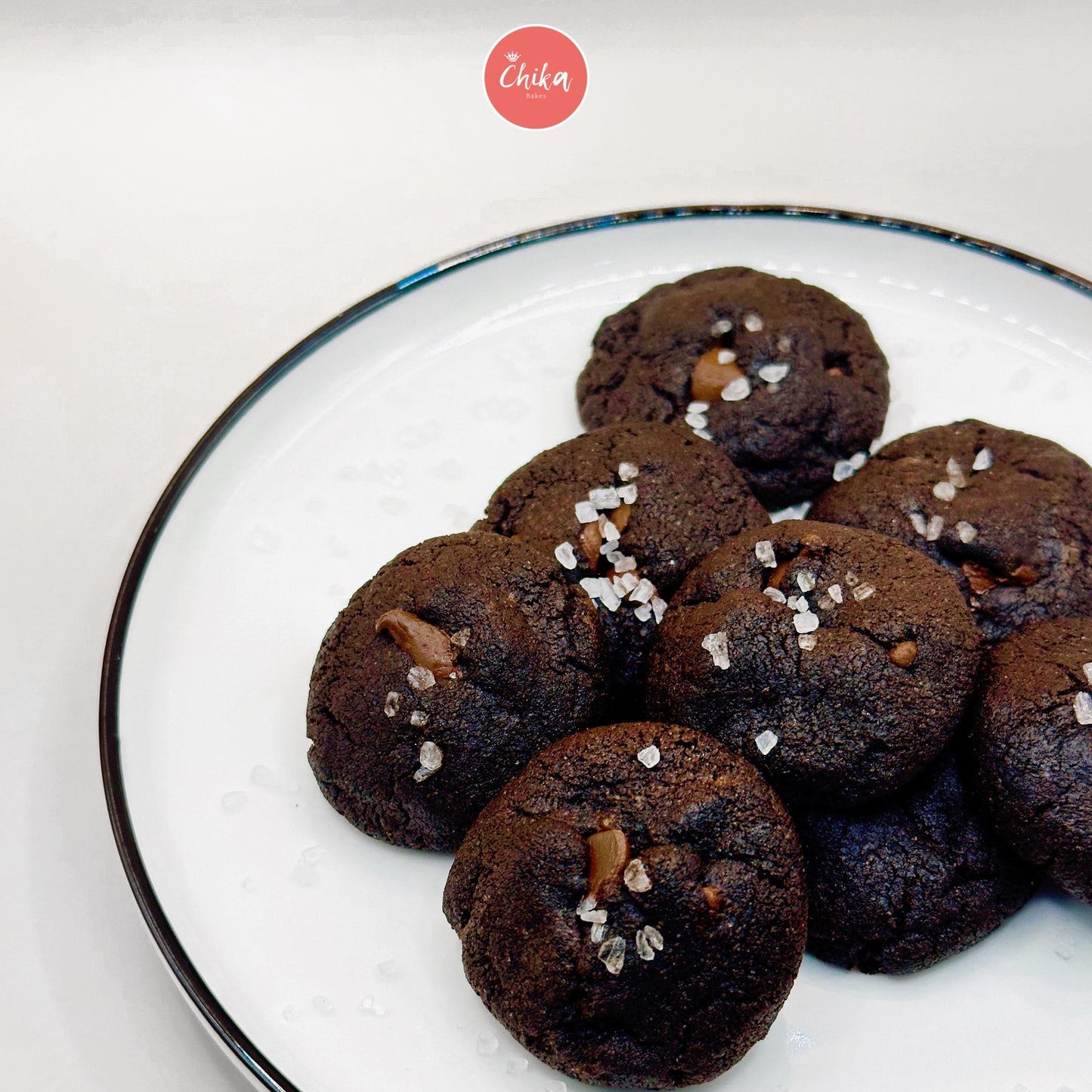 Sea Salt Double Dark Chocolate Chip Cookies